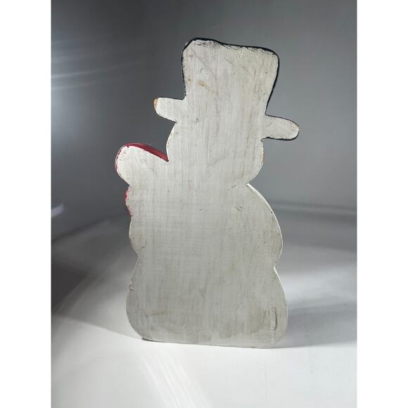Vintage Christmas Handpainted Folk Snowman Let It Snow Wooden Decor - Picture 4 of 9